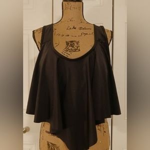 Rosegal Black Ruffle Tankini Top Adjustable Straps Size 18